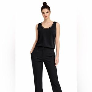 🇨🇦 90s Joseph Ribkoff Black Sheer Tank Blouse Union Made Size Medium